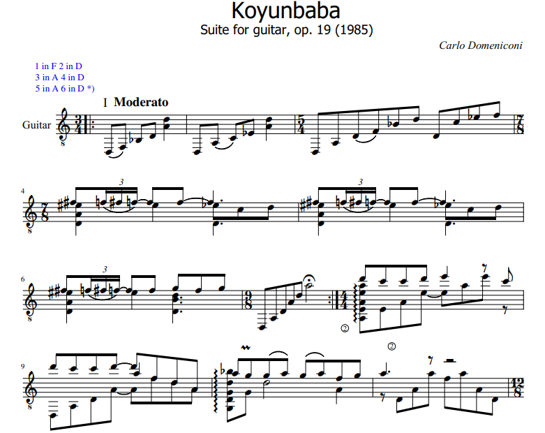 Koyunbaba Suite for guitar, op. 19 (1985) for guitar