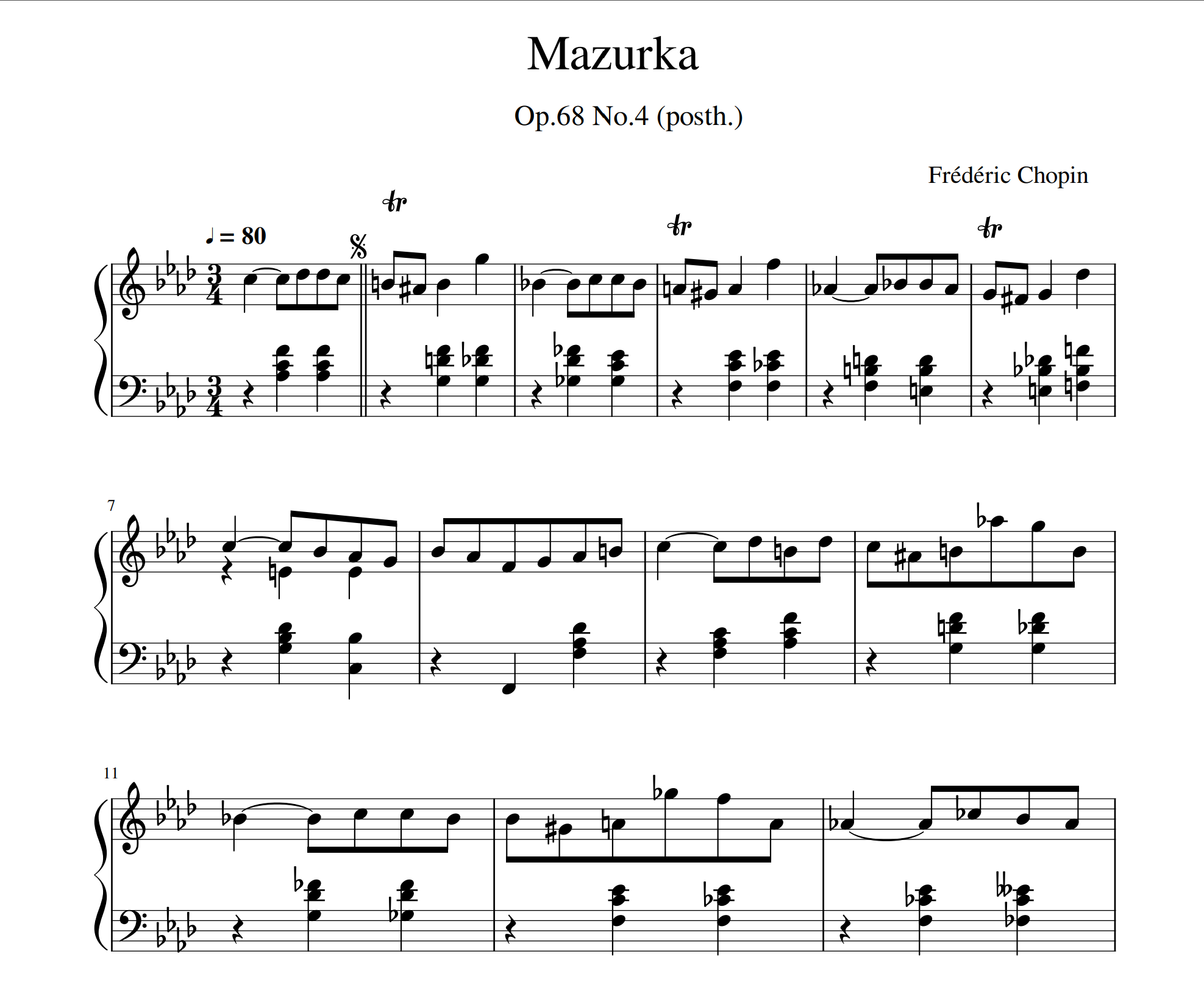 Frédéric Chopin - Mazurka Op.68 No.4 for piano