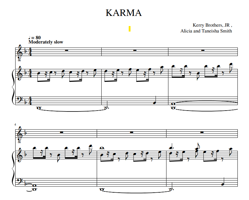 Alicia Keys - Karma sheet music for piano and vocal