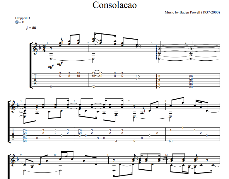 Baden Powell - Consolacao sheet music for guitar TAB