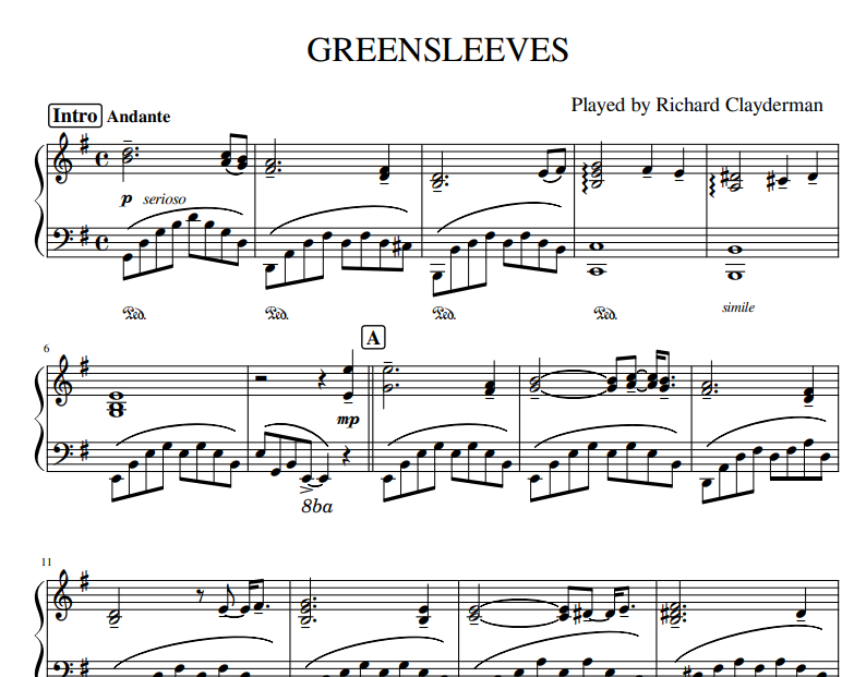 Richard Clayderman - GREENSLEEVES for piano