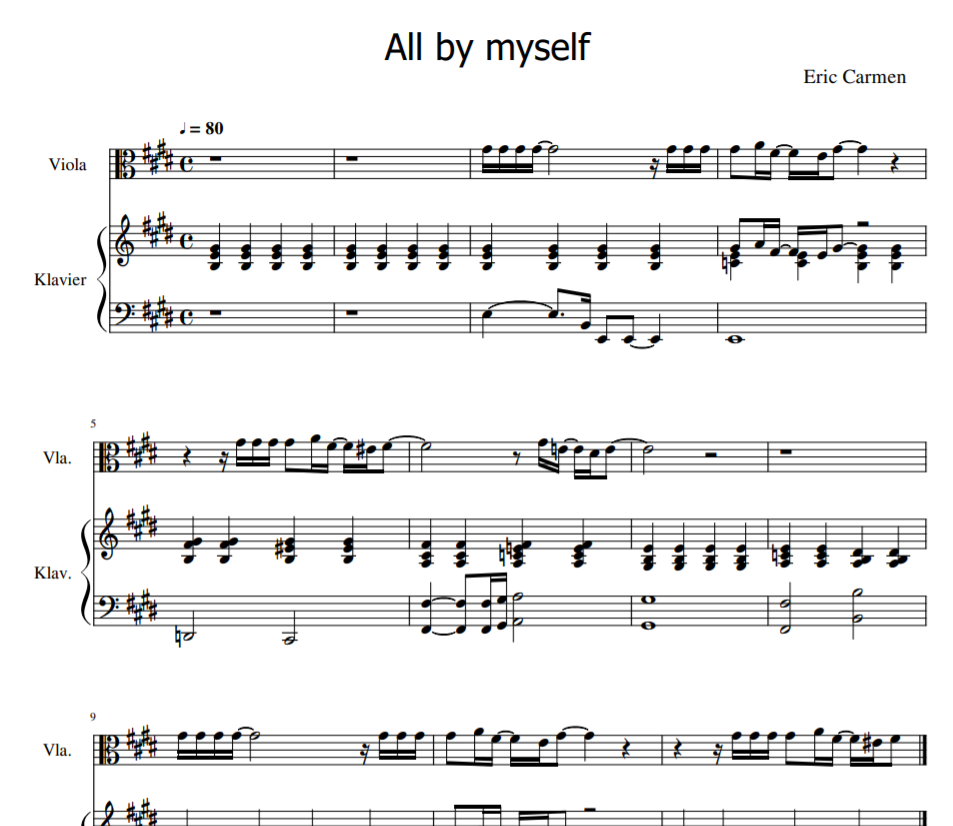 All by myself viola, Klavier