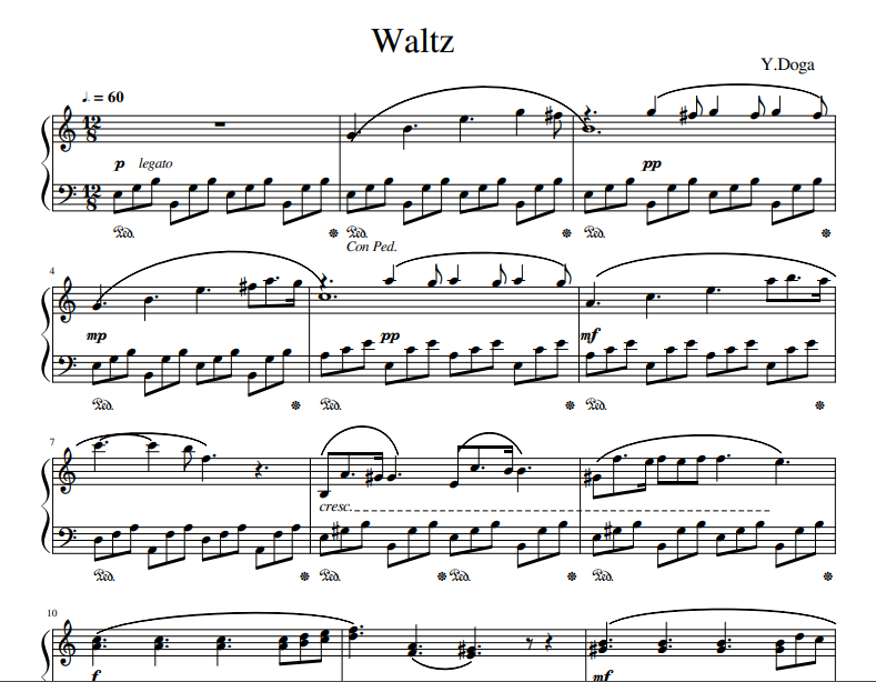 Y.Doga - Waltz sheet music for piano