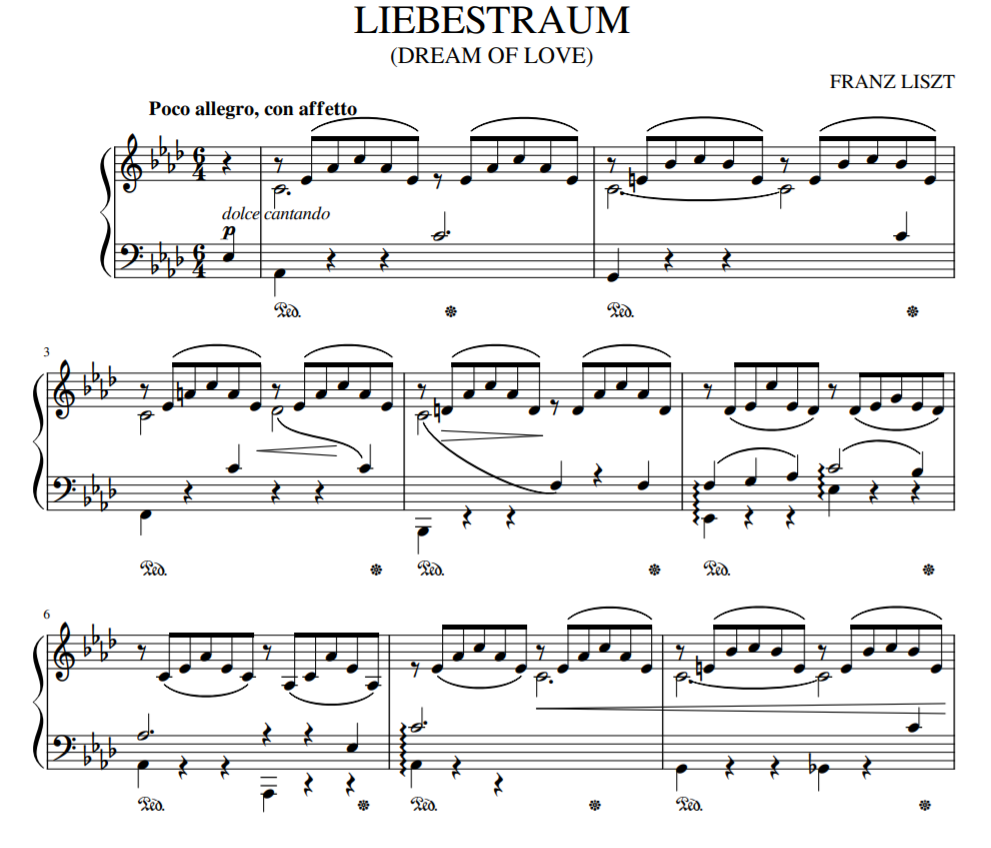Liebestram_No.3 in A Major Dream of Love for piano