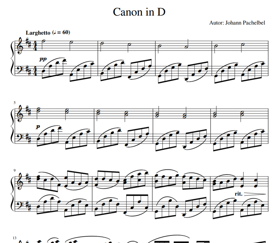 Canon In D Sheet Piano | Sheet Piano Cover Canon In D