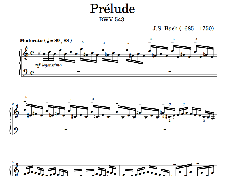 J.S. Bach - Prélude BWV 543 sheet music for piano