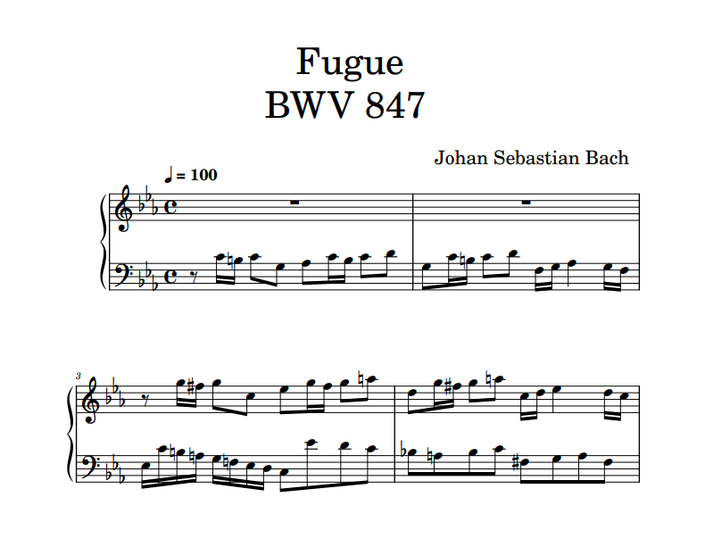 Johan Sebastian Bach - Fugue BWV 847 sheet music for piano