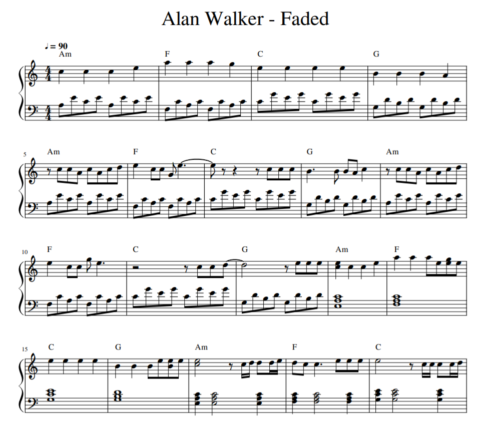 Alan Walker Faded Sheet Piano