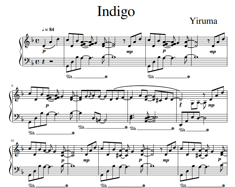 Yiruma - Indigo for piano