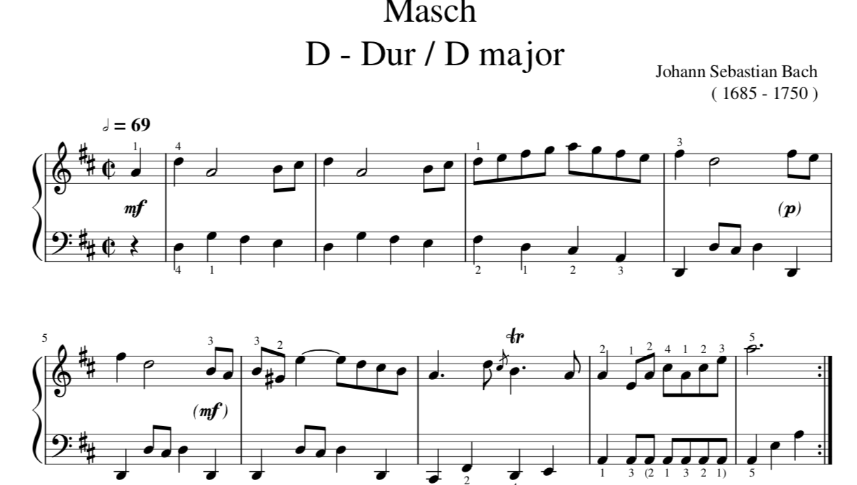 Masch  Dur / D major sheet music for piano