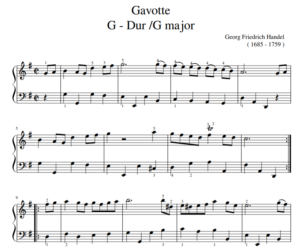 Gavotte  G - Dur /G major sheet music for piano